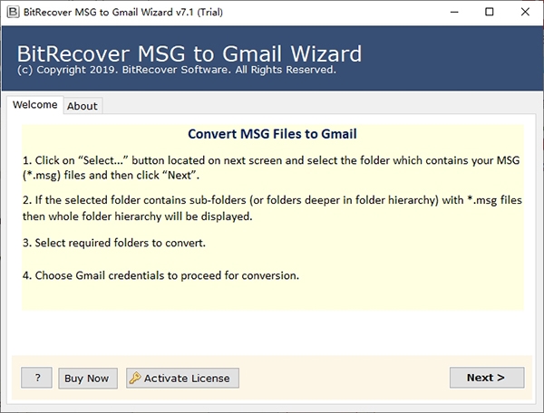 BitRecover MSG to Gmail Wizard图片1