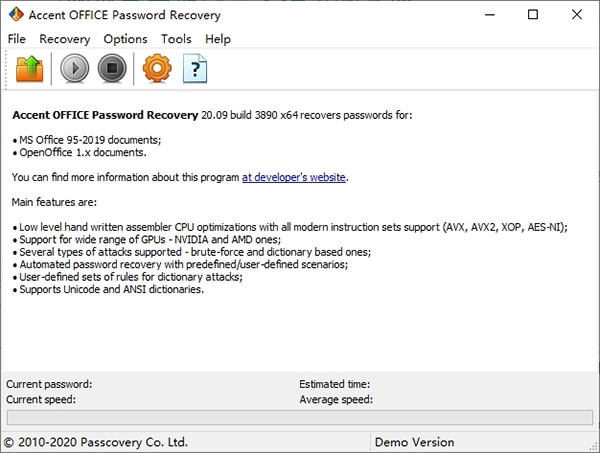Accent OFFICE Password Recovery图片1