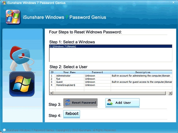 iSunshare Windows 7 Password Genius截图6