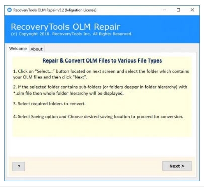 RecoveryTools OLM Repair截图