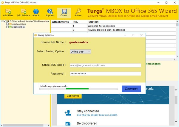 Turgs MBOX to Office 365 Wizard截图2