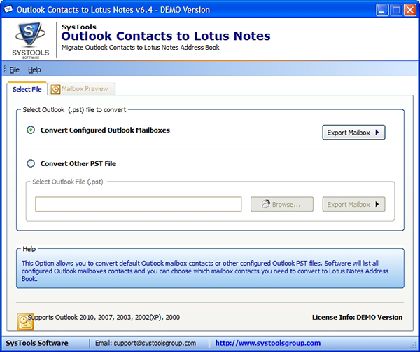 SysTools Outlook Contacts to Lotus Notes图片