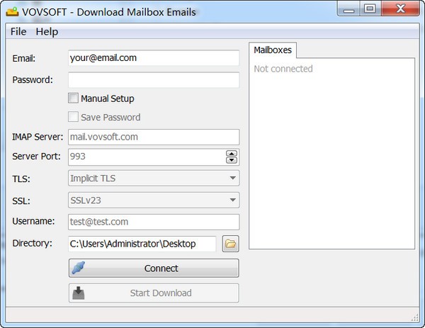 Vovsoft Download Mailbox Emails截图