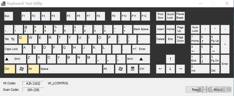 KeyboardTestUtility软件界面截图