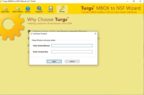 Turgs MBOX to NSF Wizard软件截图1
