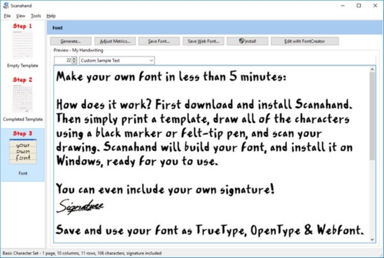Scanahand(字体制作软件)官方版v6.1下载插图