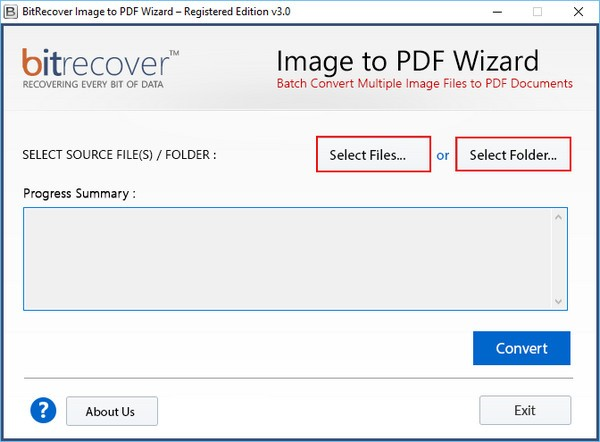 BitRecover Image to PDF Wizard截图