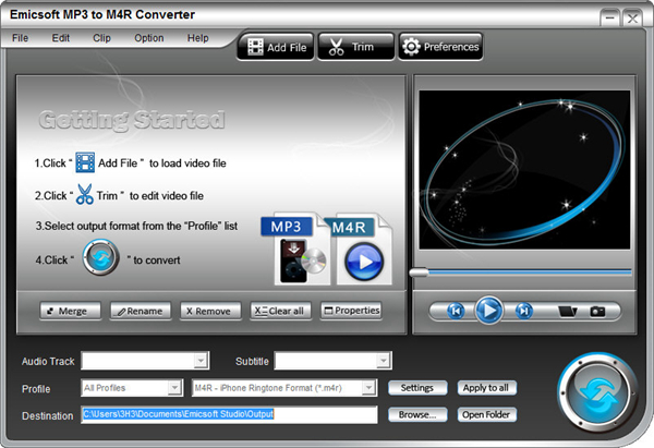 Emicsoft MP3 to M4R Converter图