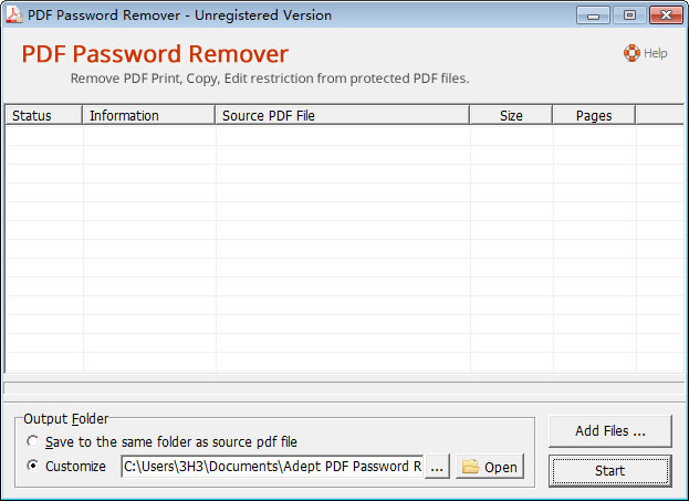 Adept PDF Password Remover图