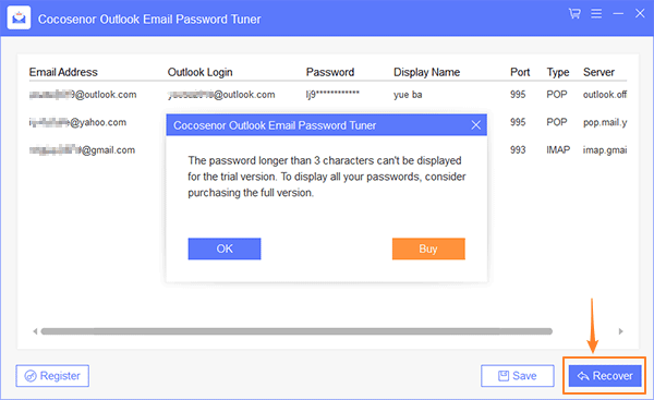 Cocosenor Outlook Email Password Tuner图片2
