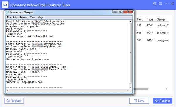 Cocosenor Outlook Email Password Tuner图片4