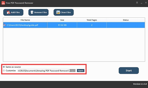 Free PDF Password Remover使用图