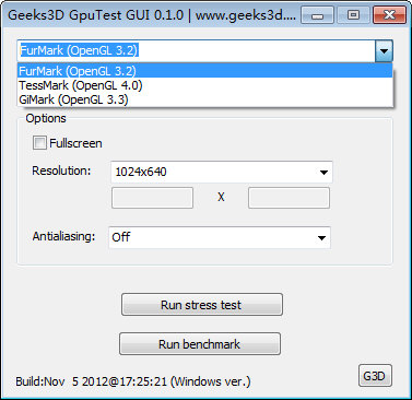 Geek3d GpuTest GUI图