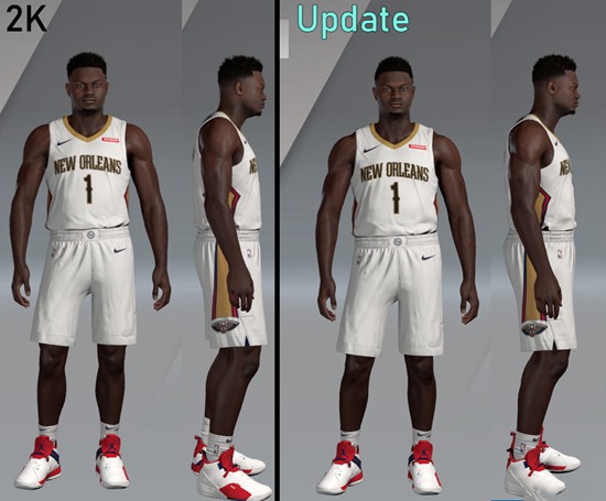 NBA2K20鹈鹕队Zion蔡恩威廉森身形面补MOD 下载