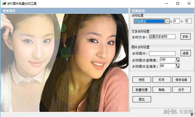 BFC图片批量水印工具界面截图