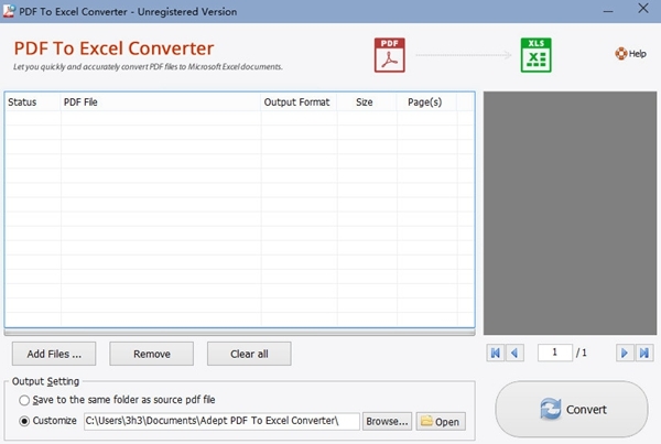 Adept PDF to Excel Converter软件图片1