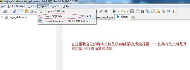 HeidiSQL导入数据库图