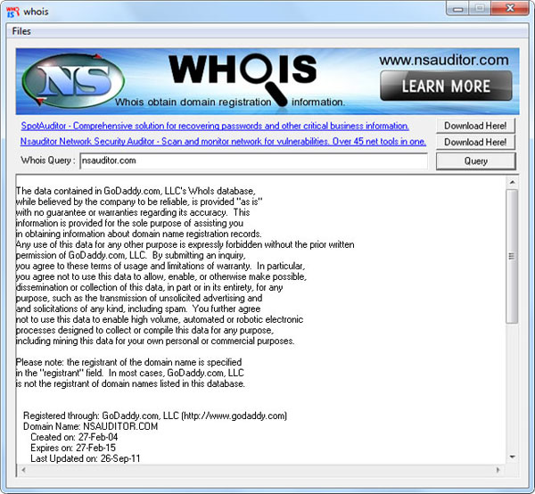 nsasoft Whois截图