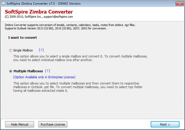 SoftSpire Zimbra Converter图