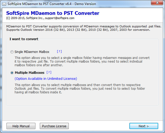 SoftSpire MDaemon to PST Converter图