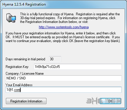 SystemToolsHyena注册界面图片1