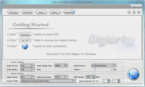 WinX Free DVD to DivX Ripper截图