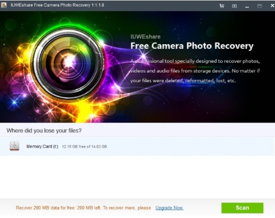 IUWEshare Free Camera Photo Recovery (数码相机数据恢复软件)官方版v7.9.9.9下载插图1