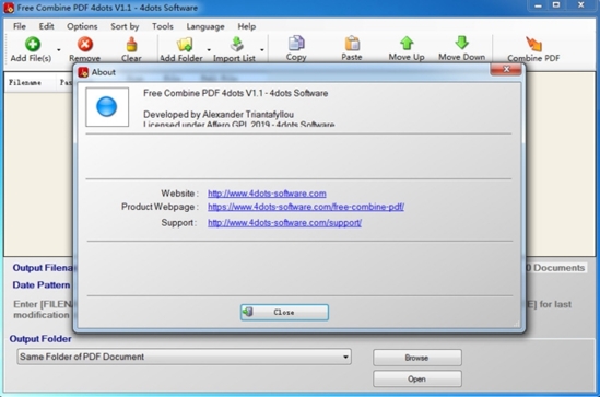 Free Combine PDF 4dots(pdf合并工具)免费版v1.1下载插图2