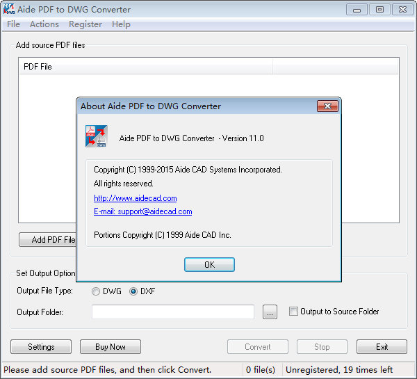 Aide PDF to DWG Converter图