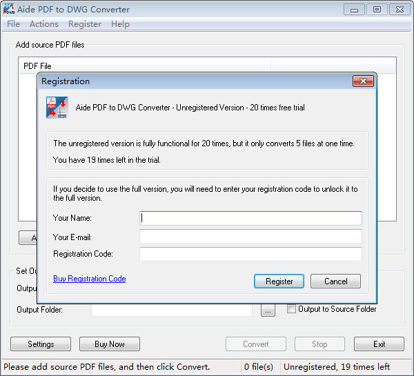 Aide PDF to DWG Converter图