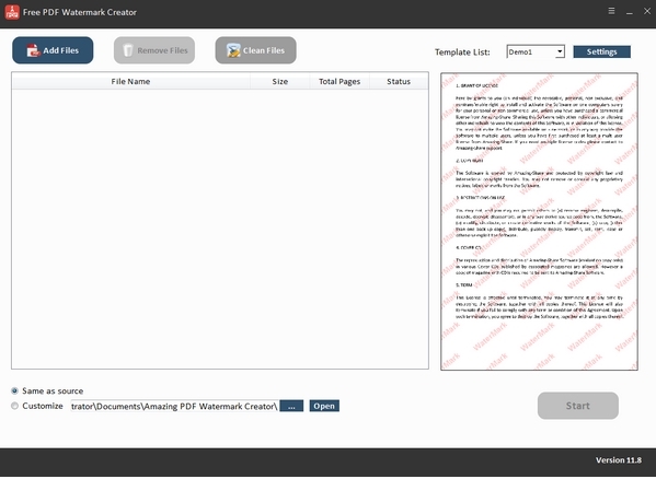 Free PDF Watermark Creator软件图片